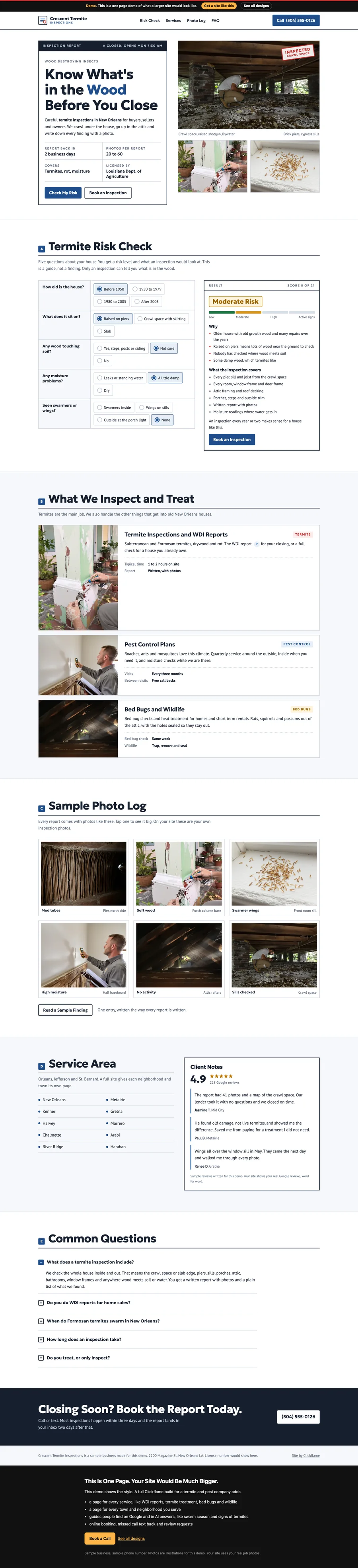 Inspection Report website design