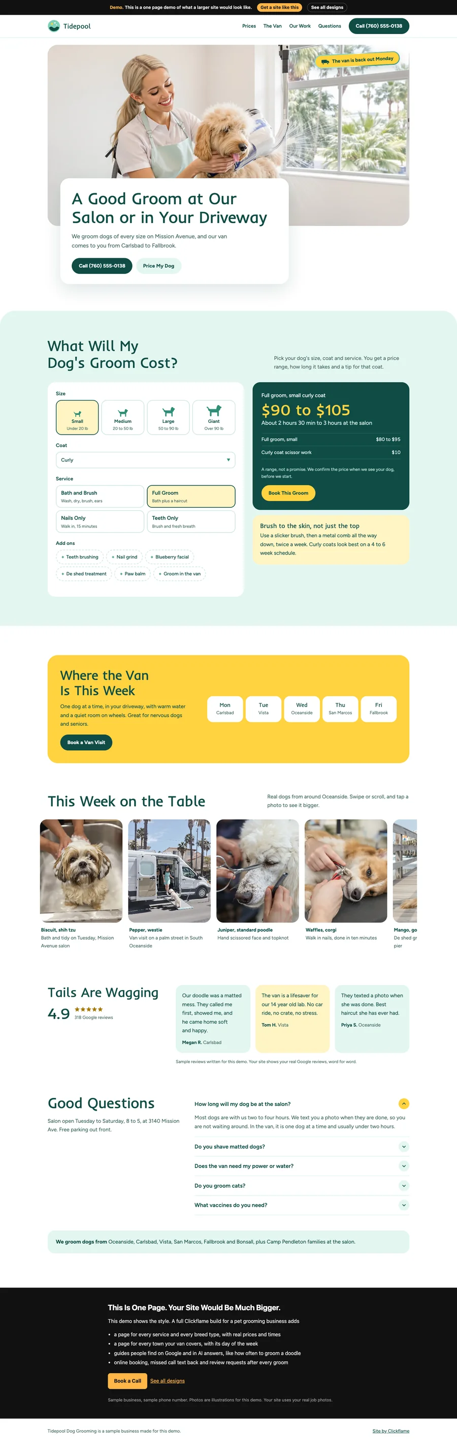 Suds and Sunshine website design