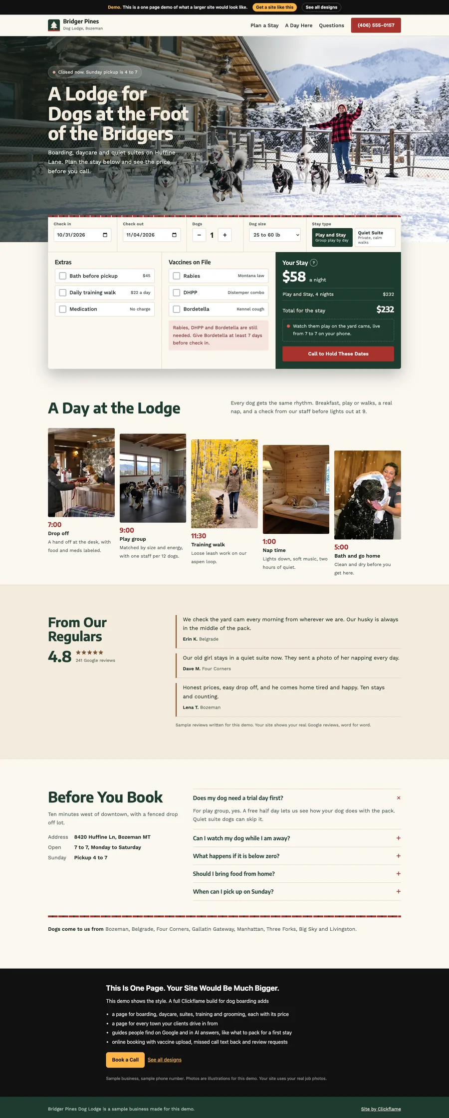 Pine Lodge website design