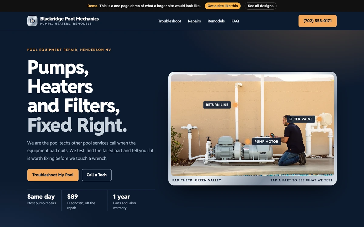 Chrome Spec Sheet website design on a desktop