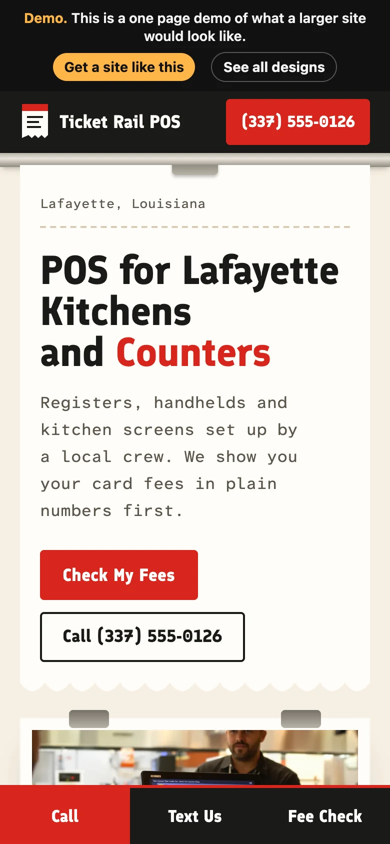 Kitchen Ticket on a phone