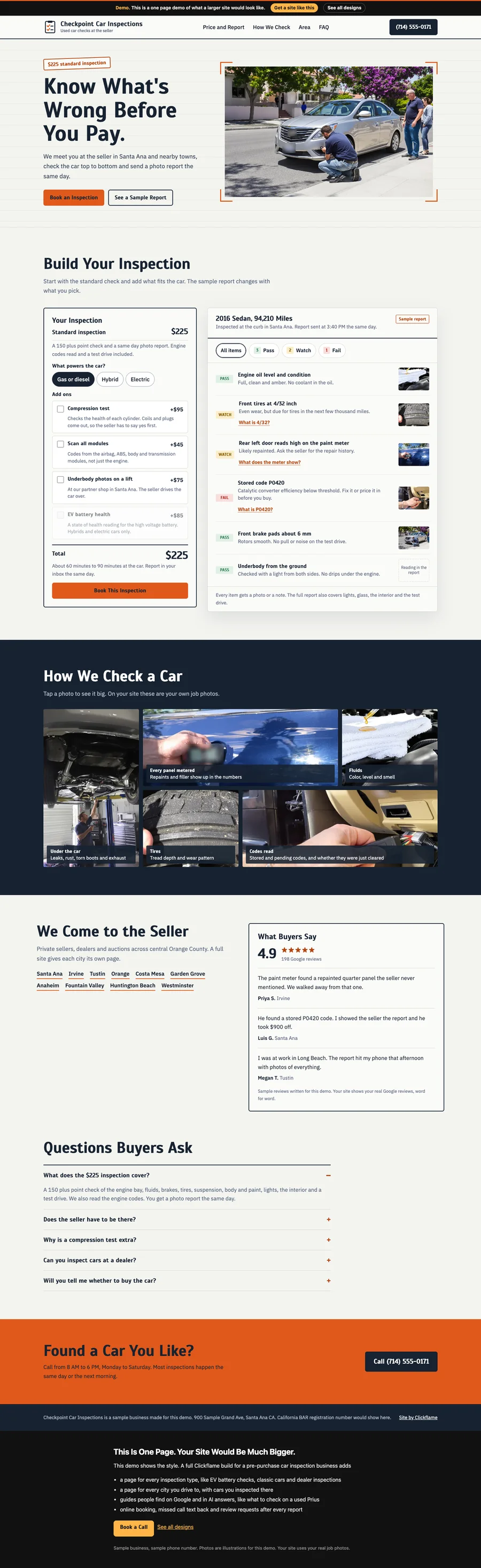 Inspection Sheet website design
