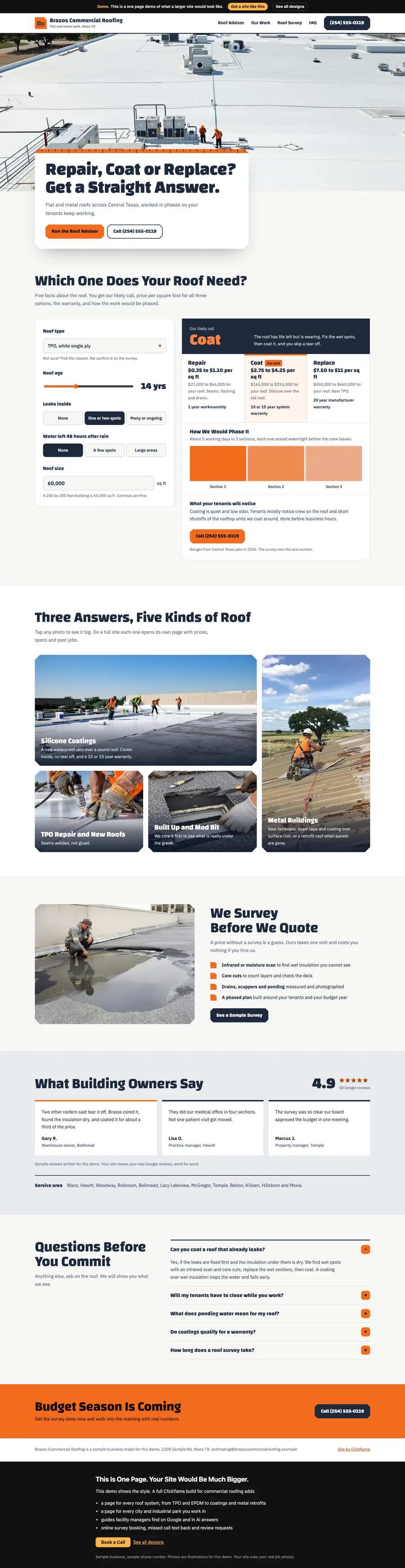 Flat Roof Survey website design