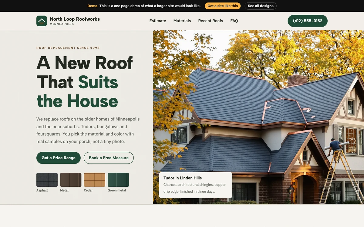 Stone and Timber website design on a desktop