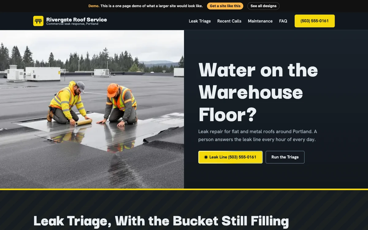Rain Shift website design on a desktop