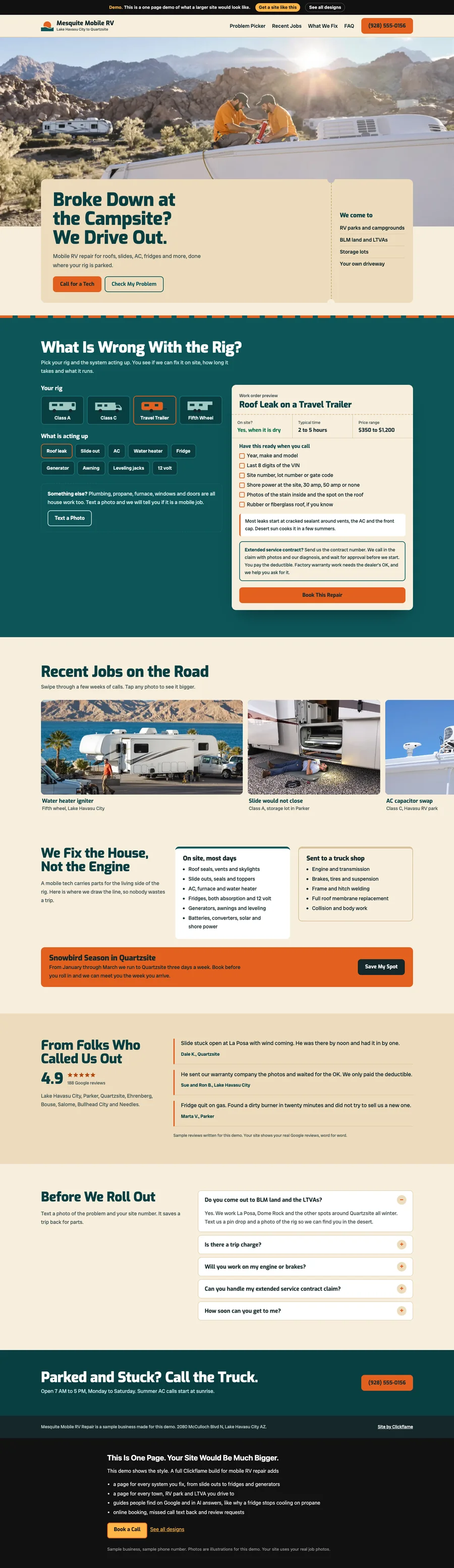 Desert Service Road website design