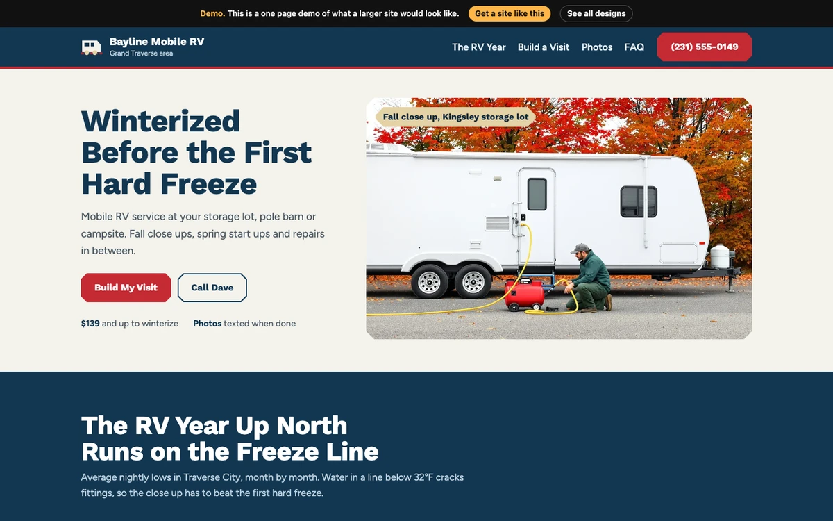 Freeze Line Utility website design on a desktop