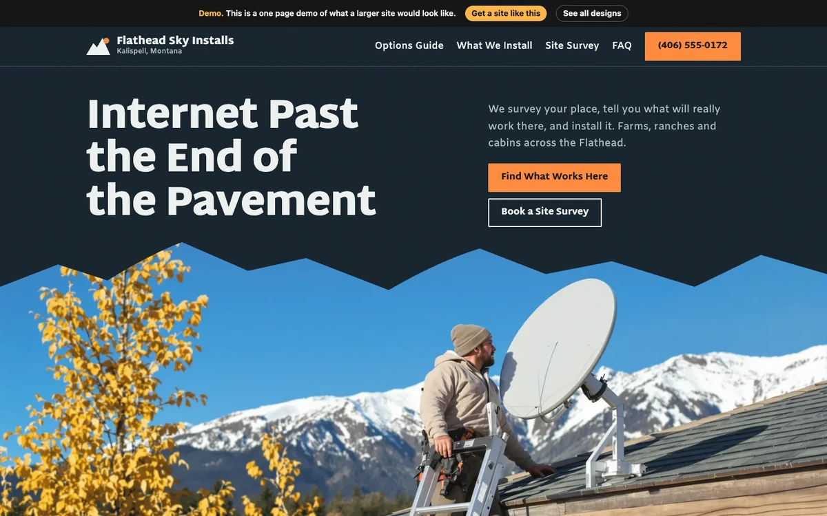 Big Sky Ridge website design on a desktop