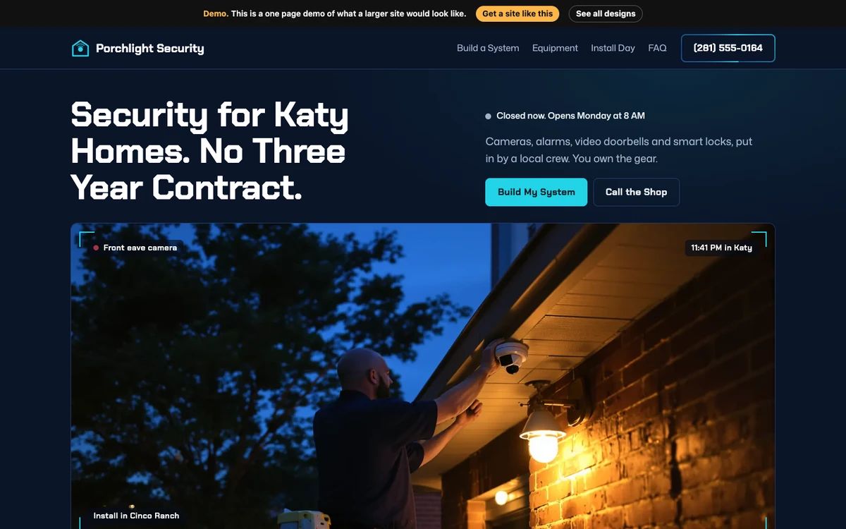 Night Signal website design on a desktop