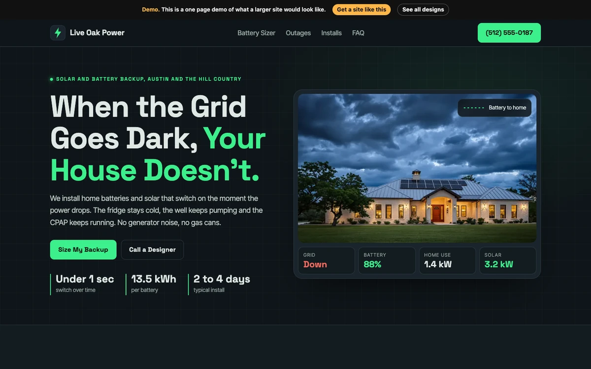 Grid Dashboard website design on a desktop