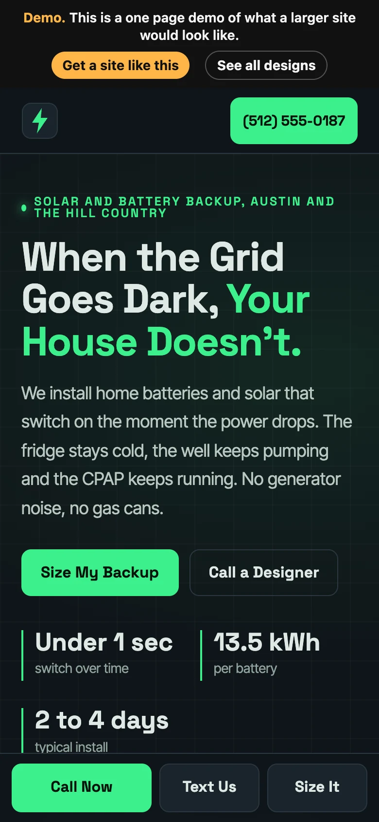 Grid Dashboard on a phone