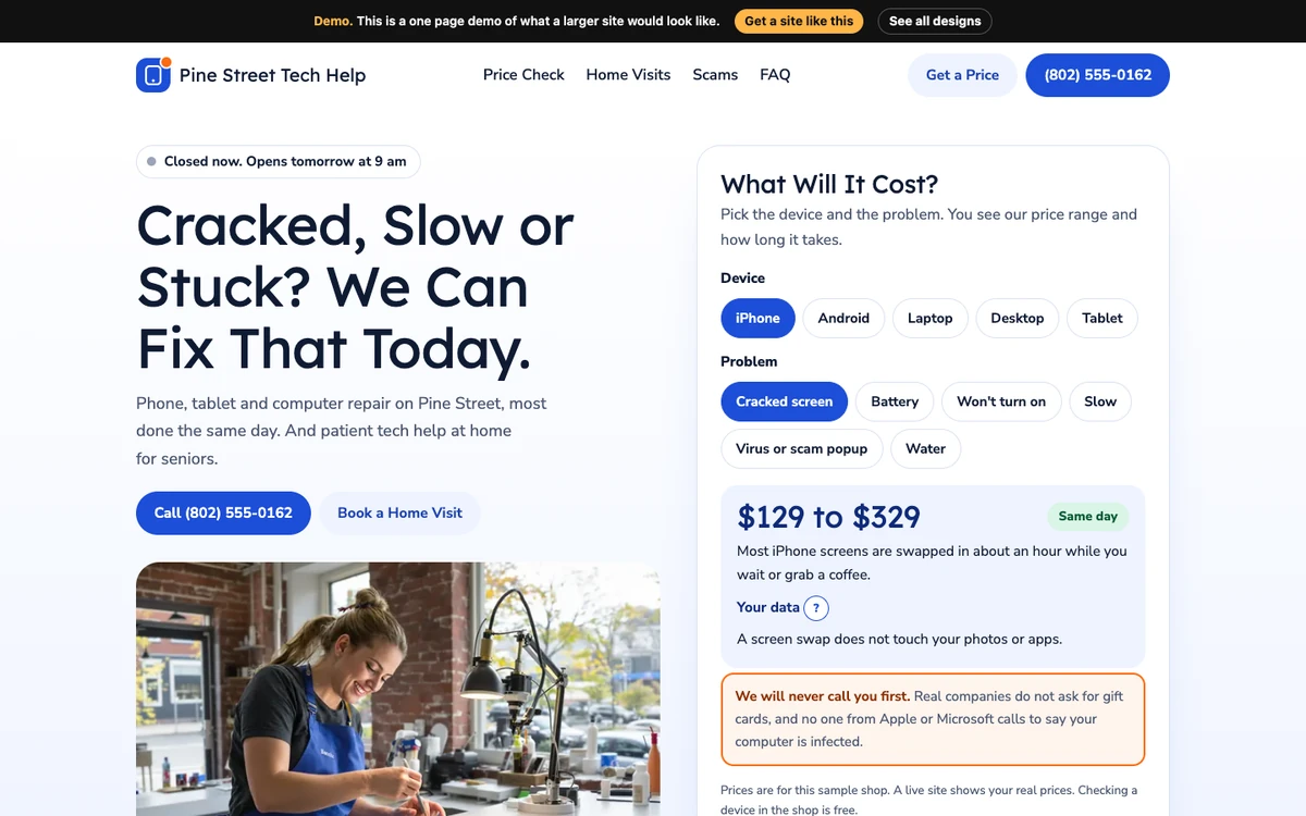 Cobalt Bench website design on a desktop