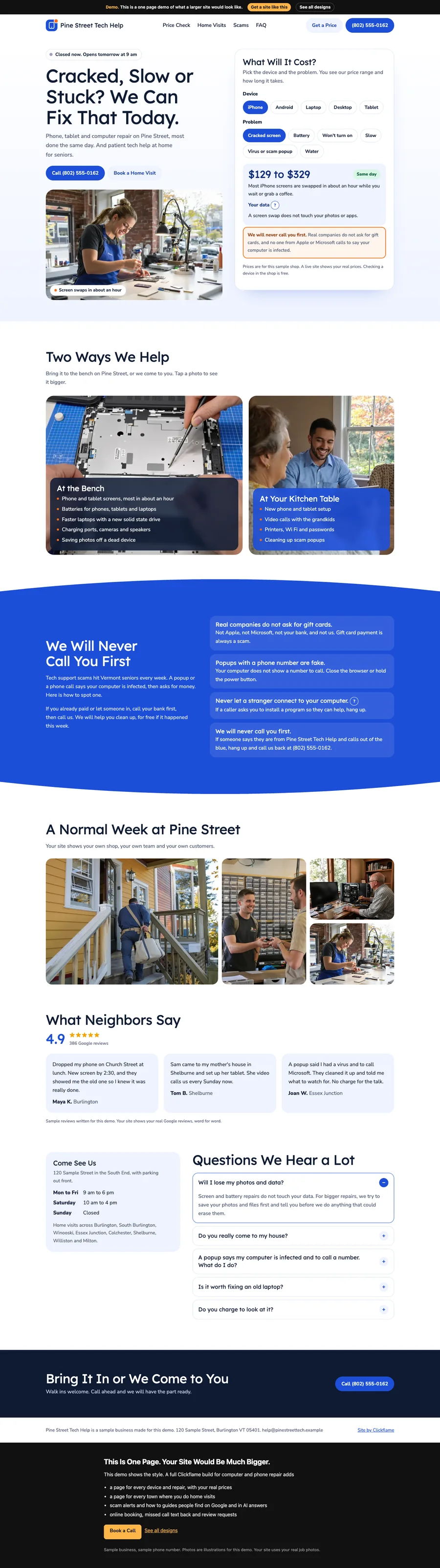 Cobalt Bench website design