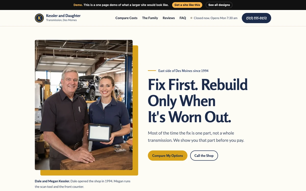 Fix First Family website design on a desktop
