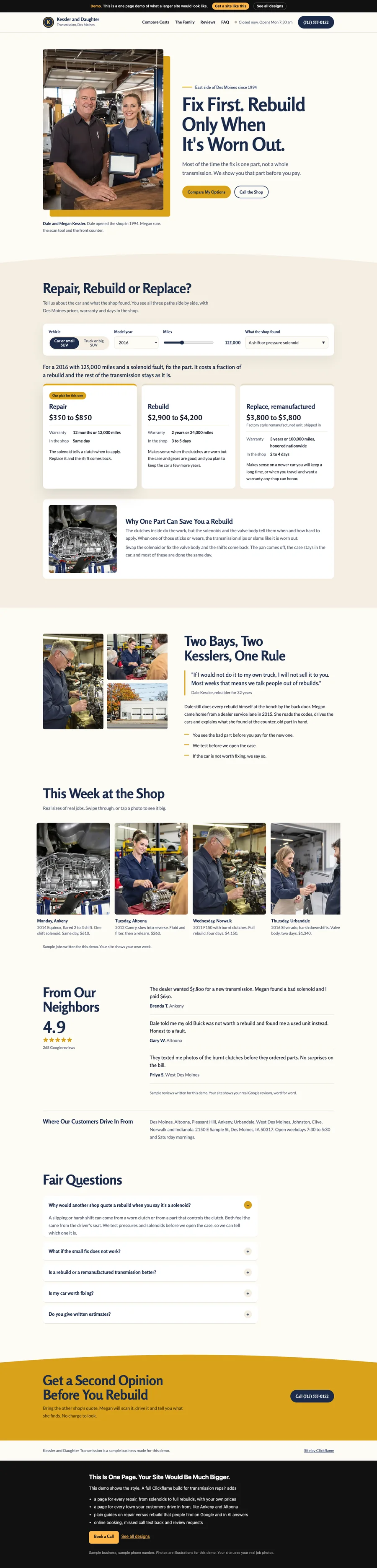 Fix First Family website design