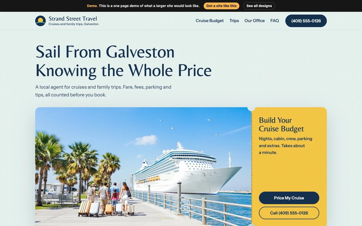 Boarding Pass website design on a desktop