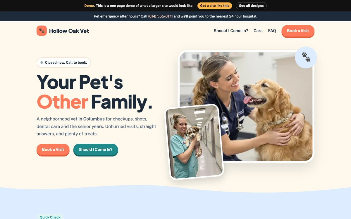 Warm and Playful website design on a desktop