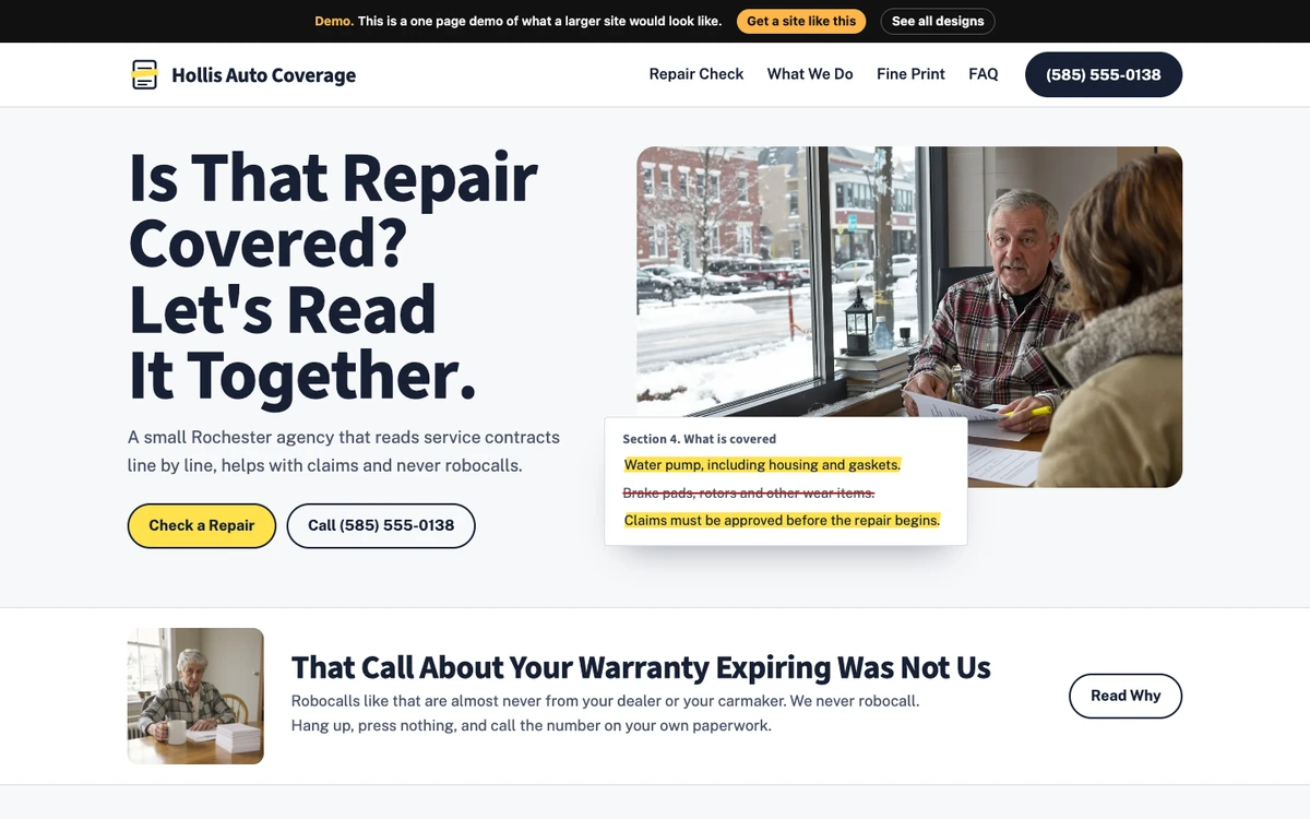 Highlighted Fine Print website design on a desktop