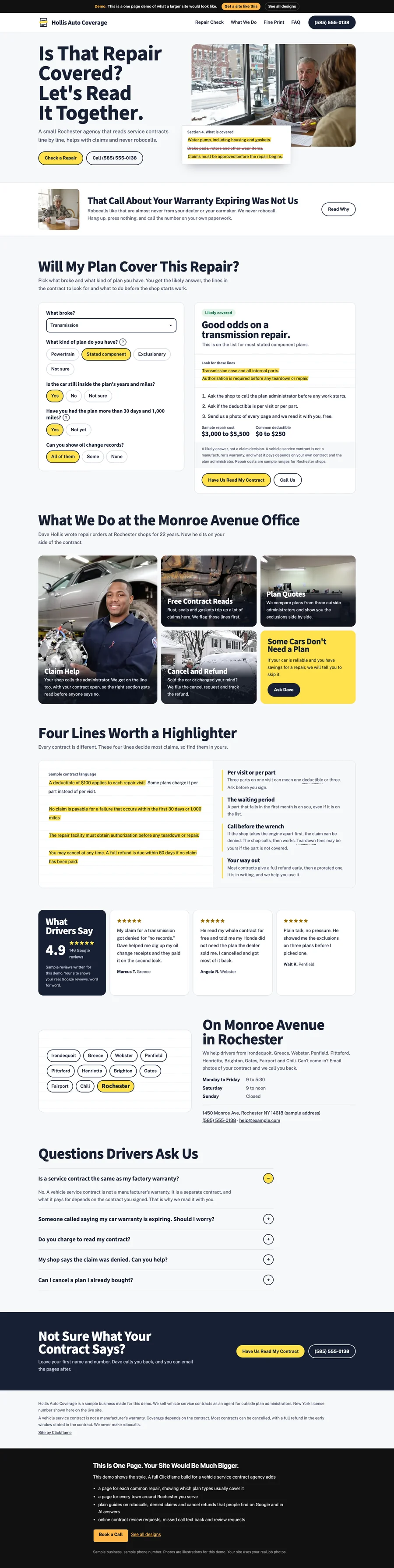 Highlighted Fine Print website design