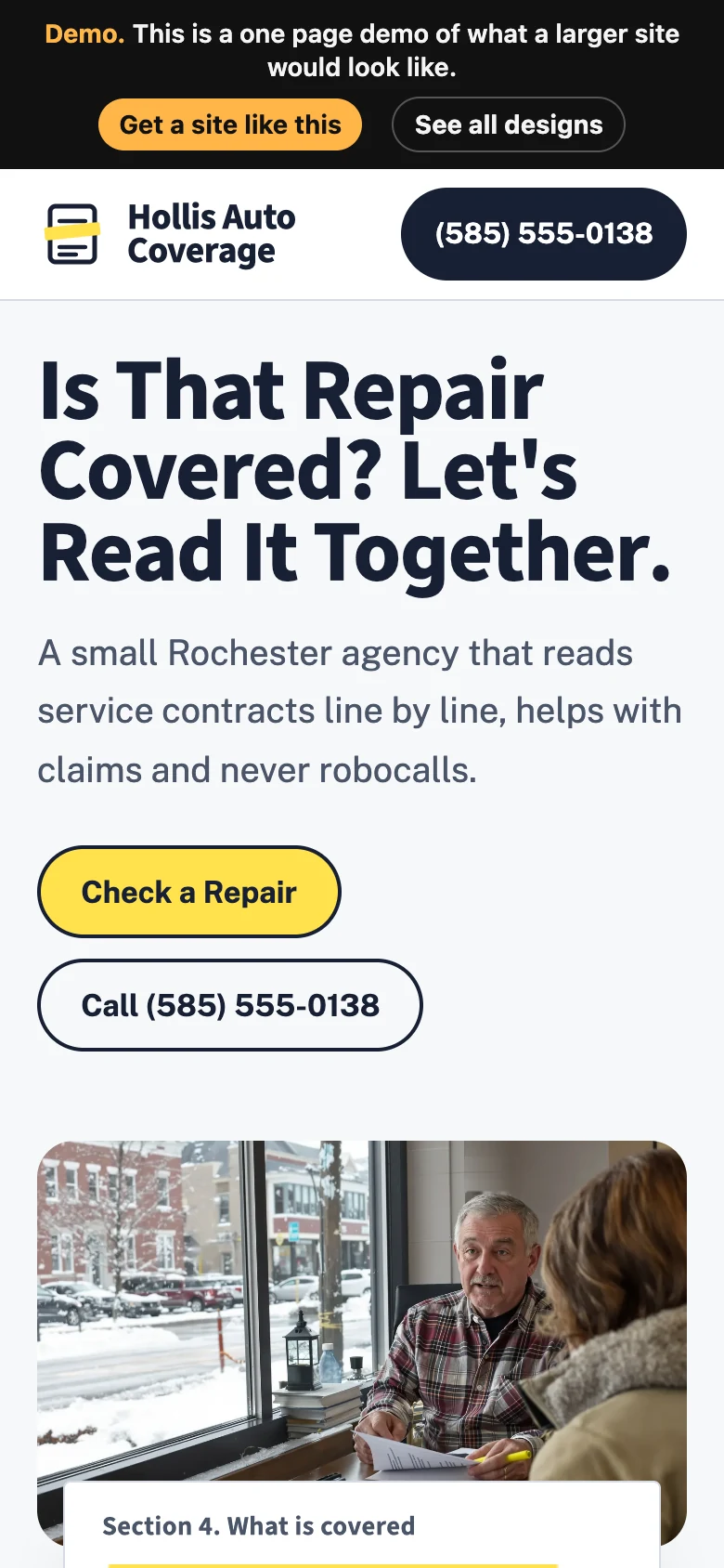 Highlighted Fine Print on a phone