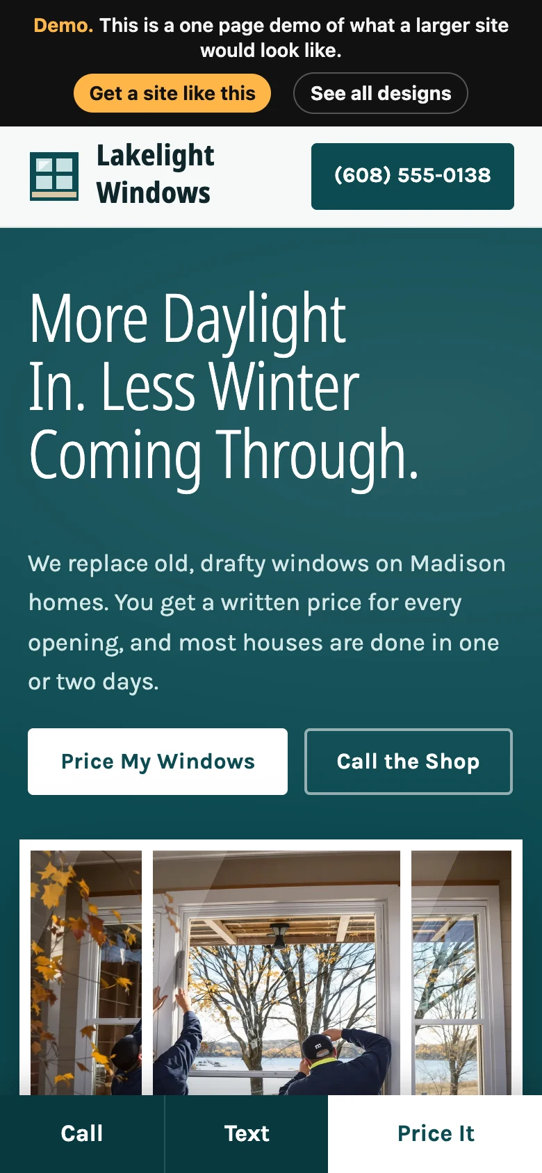 Picture Window Teal on a phone