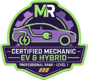 MechanicRank certified mechanic badge, EV & Hybrid Systems