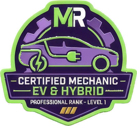 MechanicRank certified mechanic badge, EV & Hybrid Systems
