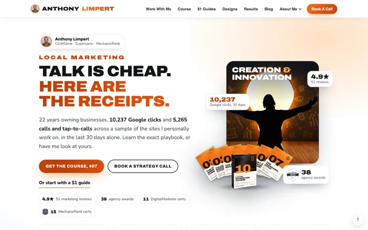 The anthonylimpert.com home page