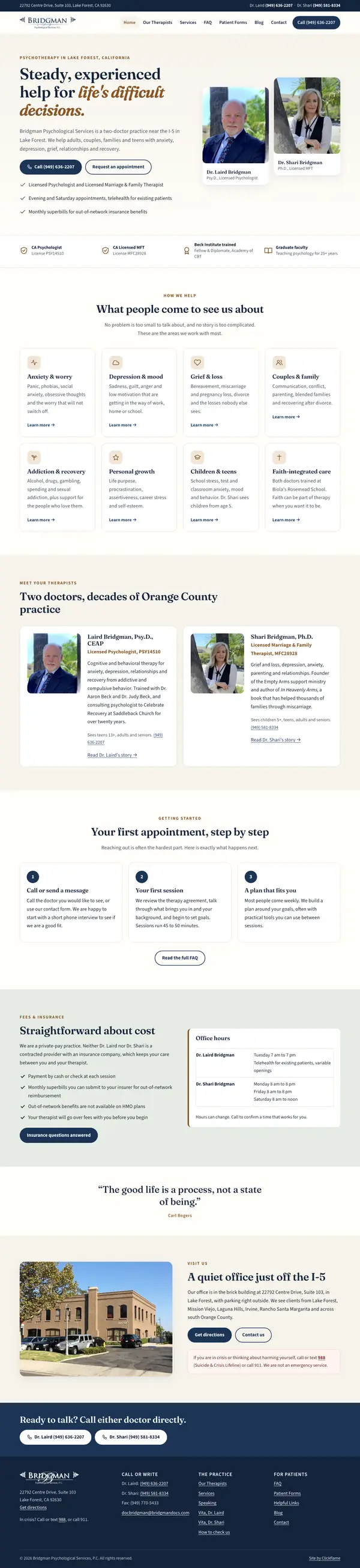 Bridgman Psychological Services website