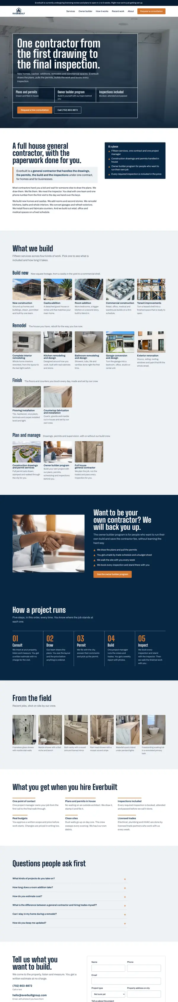 Everbuilt Construction Group website
