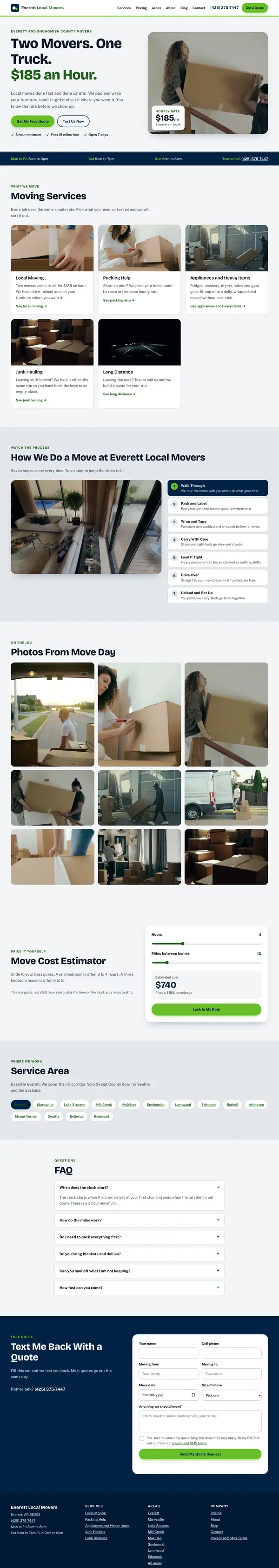 Everett Local Movers website