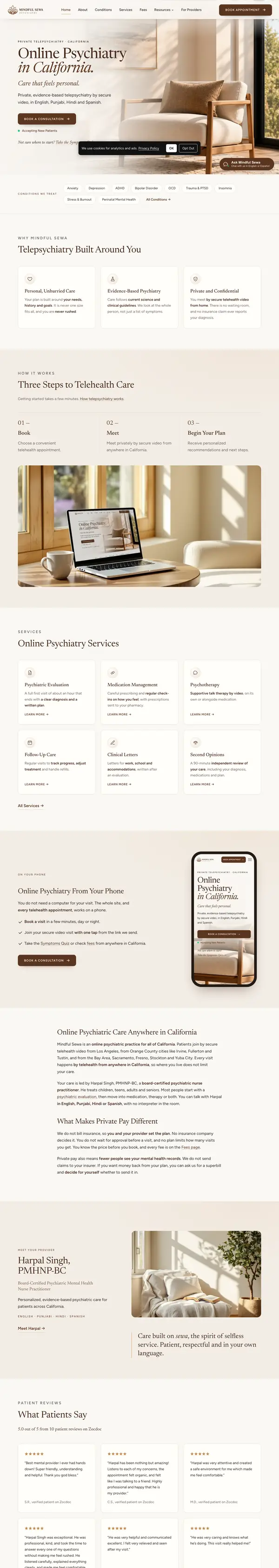 Mindful Sewa website