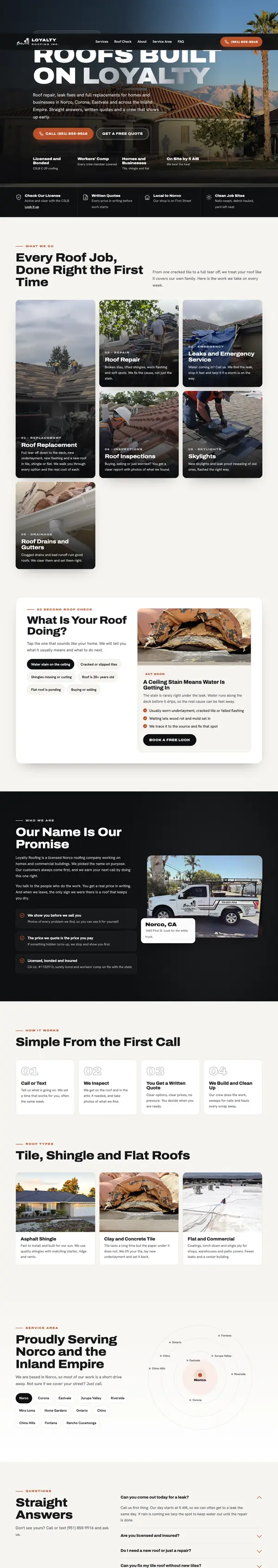 Loyalty Roofing website
