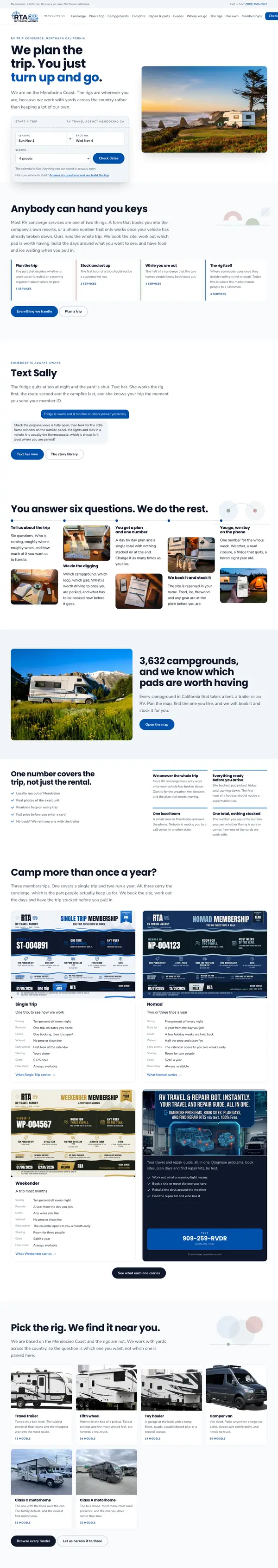 RV Travel Agency website