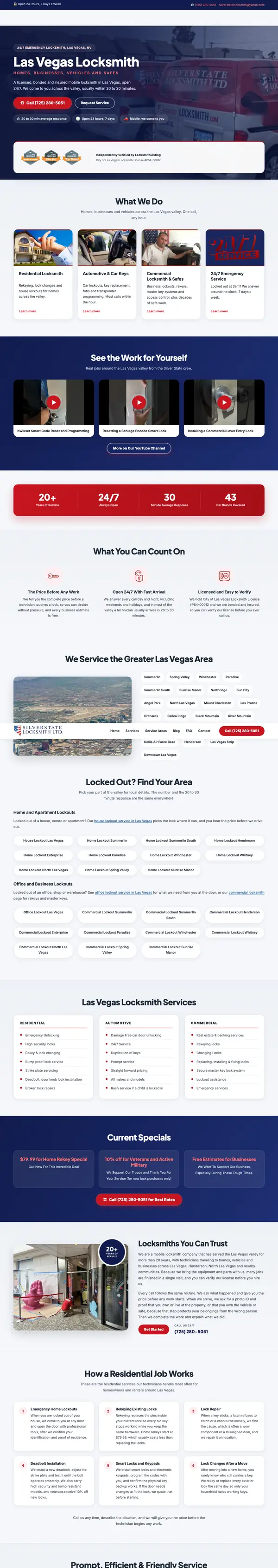 Silver State Locksmith website